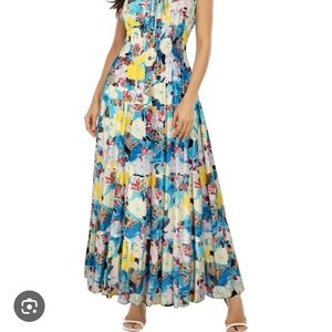 Ostoo Summer Boho Floral Print Tiered Flowy Maxidress Sz L Preloved